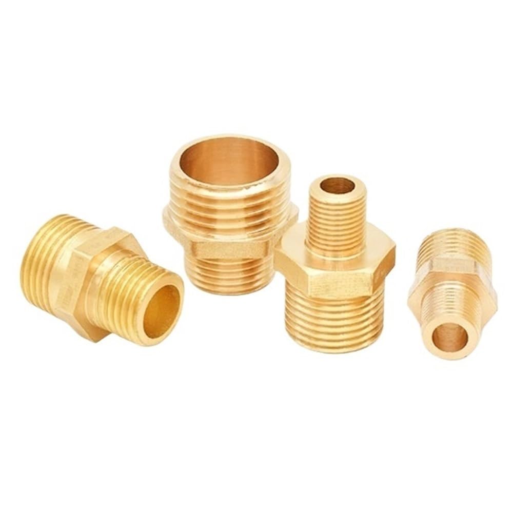 Connettore accoppiatore, Nipplo Esagonale in Ottone Adattatore Attacco rapido Connettore filettato Olio Acqua Filettatura BSP da 1/8-1 Pollice(1inx1/2inx35mm)