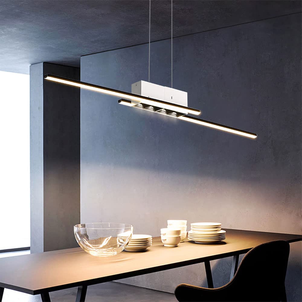BHGFYXBS Led Pendant Spotlight Kitchen Island Lighting, Minimalist Linear Dining Table Light Fixture, Modern Strip Hanging Spot Lamps For Living Room Breakfast Bar,3000k-80cm