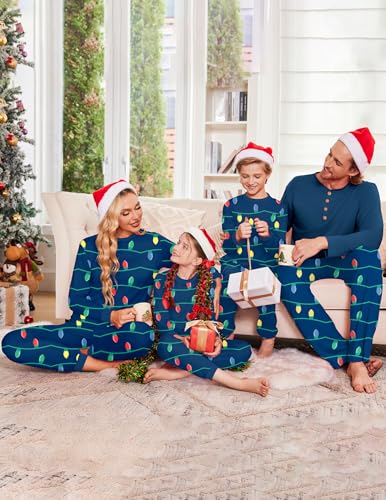 Ekouaer Family Christmas Pajamas Matching Sets Womens Mens Pjs Long Sleeve Sleepwear Holiday Lounge Sets