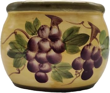 ACK Tuscany Grape Collection Deluxe Hand-Painted Soap Dish, Ceramic Sponge Holder for Kitchen Sink, Kitchen Decor, Scouring Pad