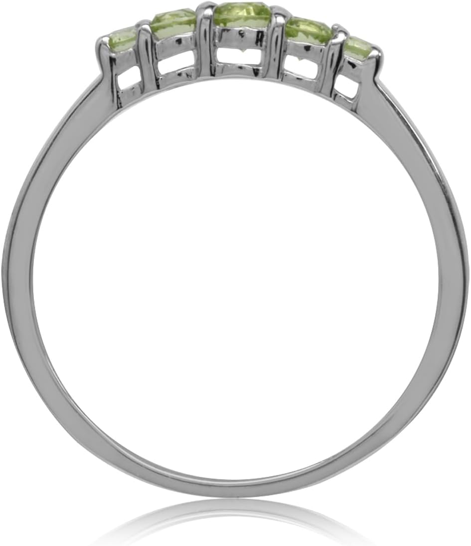 Silvershake 5-Stone Extra Petite Round Shape Gemstone White Gold Plated or Yellow Gold Plated 925 Sterling Silver Minimalist Journey Stackable Ring Jewelry for Women or Teen - Image 4