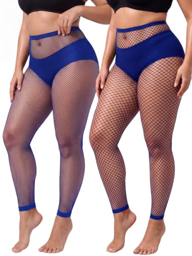 Image of CharnmRose 2 Pairs Women's Footless Fishnet Tights High Waist Fishnets for Women Fishnet Stockings