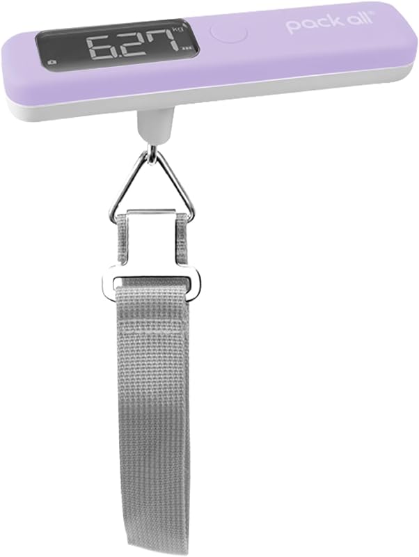 pack all Digital Luggage Scale for Travel, 110Lbs Capacity, 0.1Lb Precision | Handheld, Backlit LCD Display, Lb/Kg/Oz Conversion, Tare Function, Battery Included
