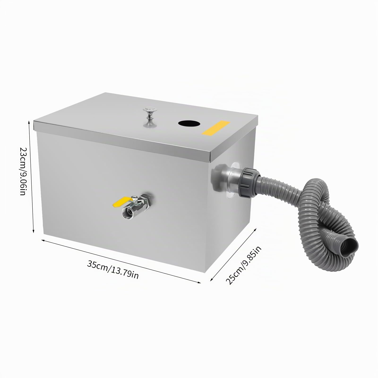 Fettabscheider Interceptor, 20L Edelstahl Fettfalle Fettabsperrer für Spüle, Abwasser-Ölfilterabscheider Kommerziell Grease Trap für Restaurant Küche Hotel Café, Abnehmbarer Entwurf, 35 x 25 x 23cm