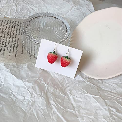 MALOYANVE Fruit Strawberry Earring for Women Cute 3D Acrylic Fruit Resin Simulation Red Strawberry Drop Dangle Earrings Female Beautiful Jewelry4