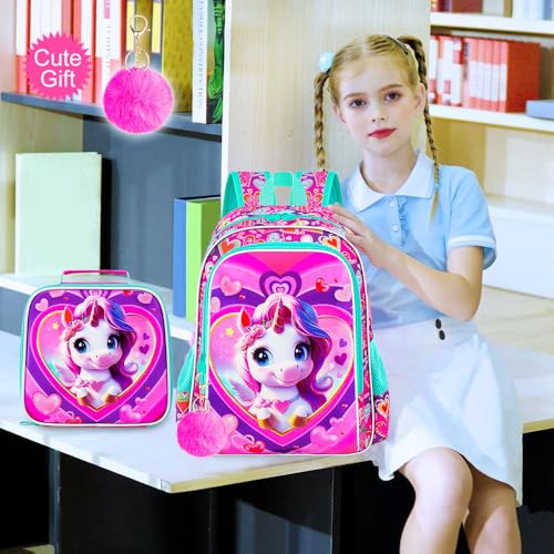 Image of 16 inch Backpack for Girls Boys 4-8, 3Pcs Kids Bookbag Set with Lunch Box, School Bag for Preschool Kindergarten