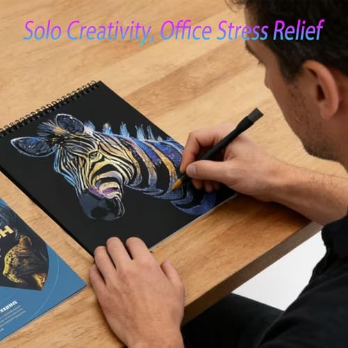Animal Series Scratch Art Adults 10-Page Mindfulness & Stress Relief Scratch Painting Kit Intricate Wildlife Designs Premium Black Rainbow Scratch Paper Creative Hobby & DIY Gift Idea