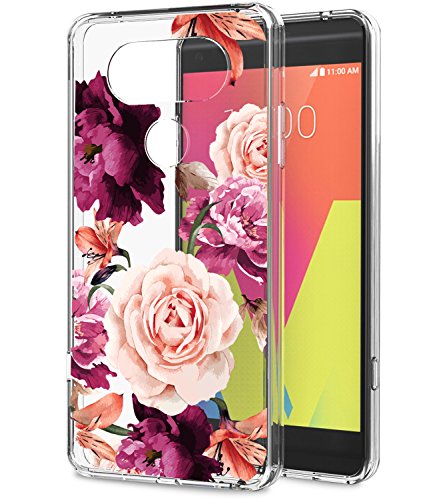 LG V20 Case, V20 Case with Flowers BAISRKE Slim Shockproof Clear Floral Pattern Soft Flexible TPU Back Cover for LG V20 [Purple Pink]