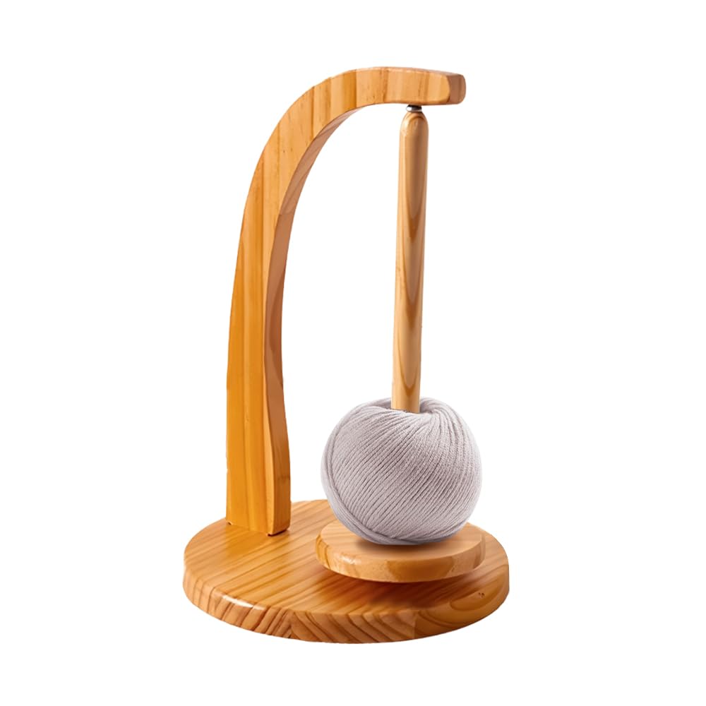 Enrouleur Laine Magnétique Double Bois Pin - Support Téléphone Et Outils Tricot Crochet