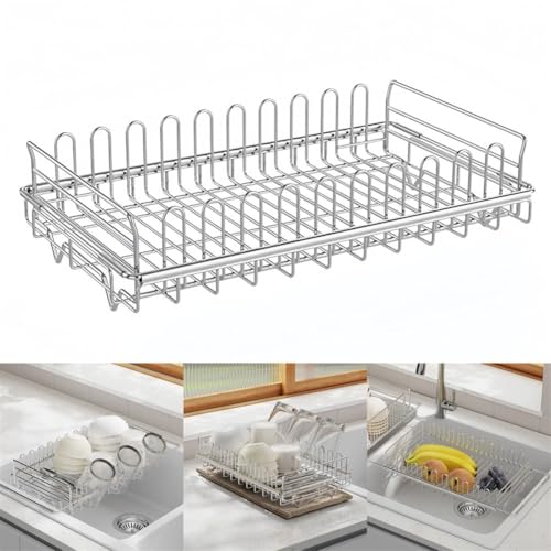 Escurreplatos extensible de acero inoxidable con base de drenaje eficiente 5