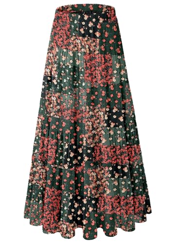 NiPaMi Women's Chiffon White Flowy Maxi Skirt Boho Fall Elastic