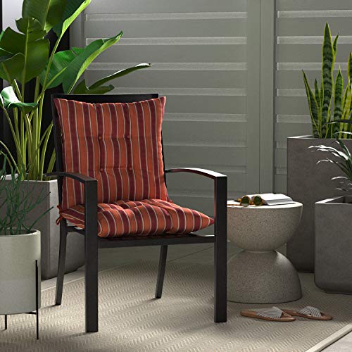 image for AmazonBasics Tufted Outdoor Square Seat Patio Cushion - Pack of 2, Red