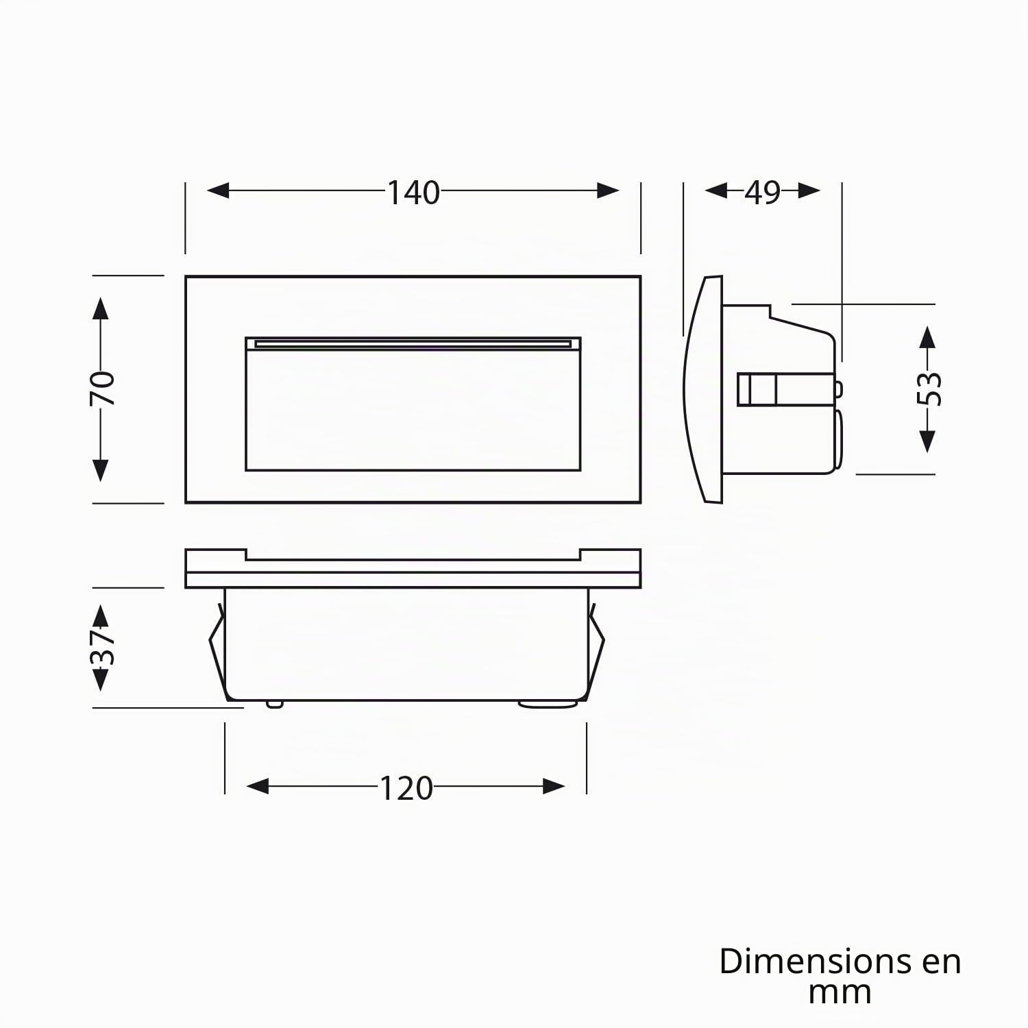 ledscom.de 4x LED encastrés muraux ZIBAL, downlight pour l'extérieur, IP65, noir mat, 140 x 70mm, 3,3 W, 209lm, blanc chaud