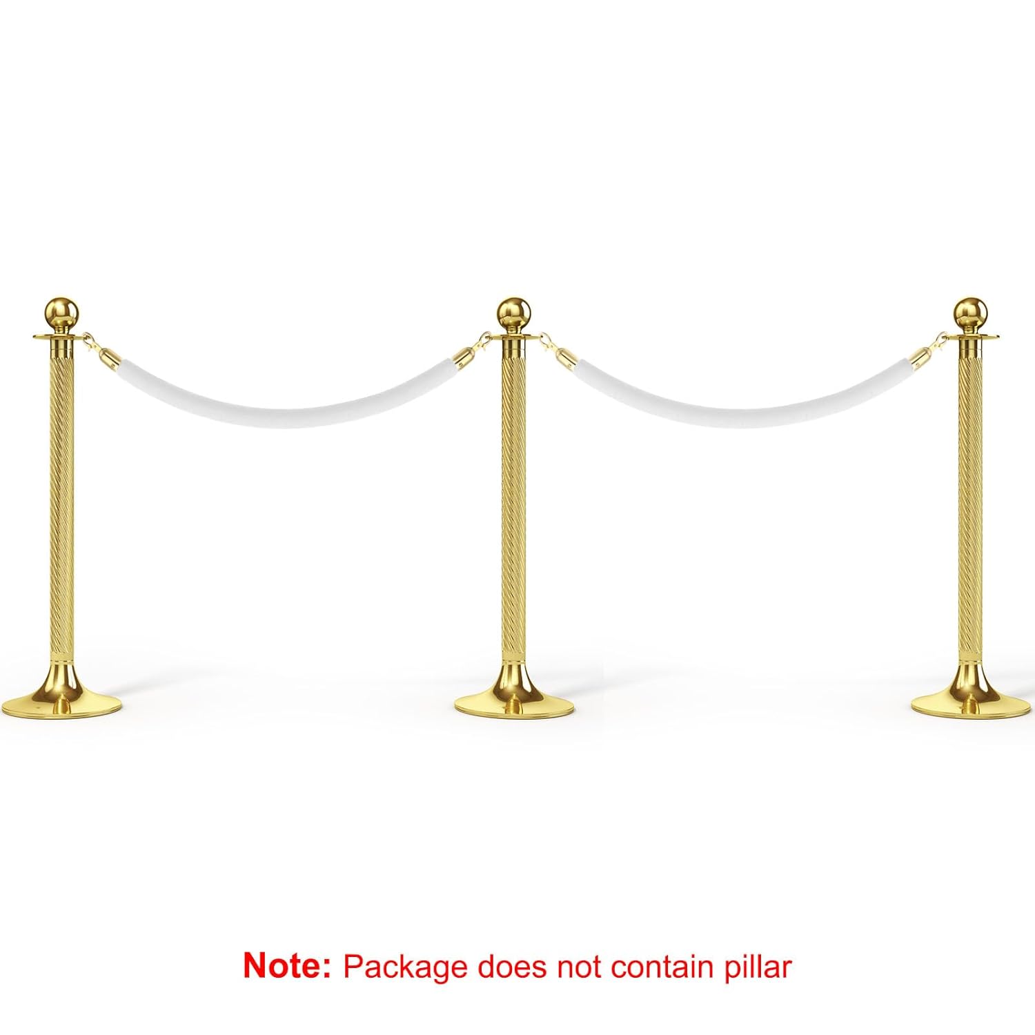PATIKIL 5 Feet White Velvet Stanchion Rope, 4 Pack Crowd Control Barrier Rope with Snap Hooks for Posts Stands Queue Divider of Hotel Theater, Golden