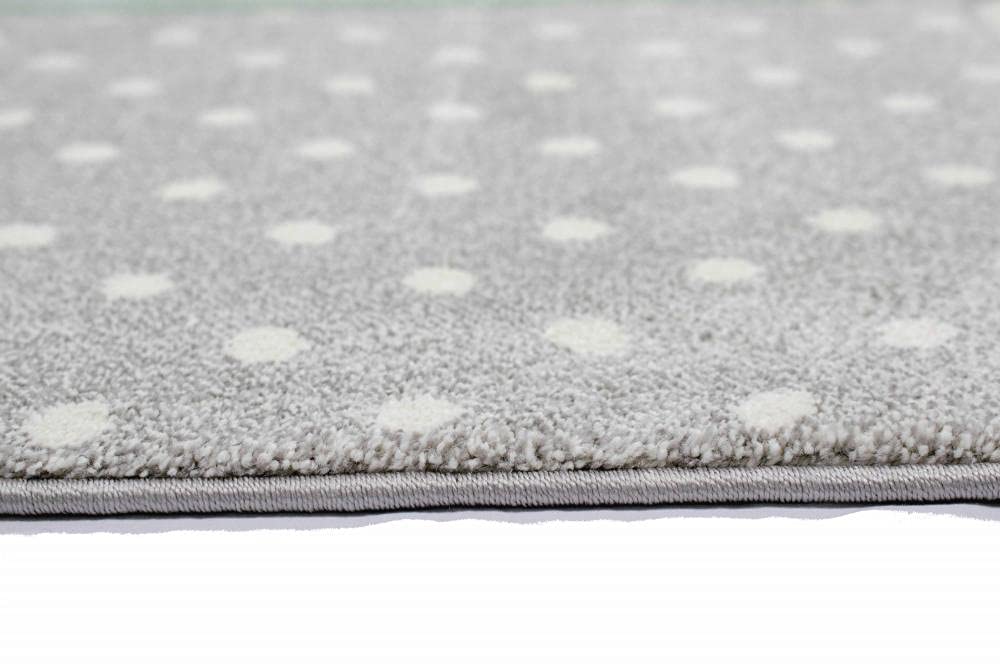 CARPETIA Tapis de Jeu Chambre Enfant Pois Étoiles Cœurs en Vert Gris crème - très résistant & antisalissure Größe 160x230 cm