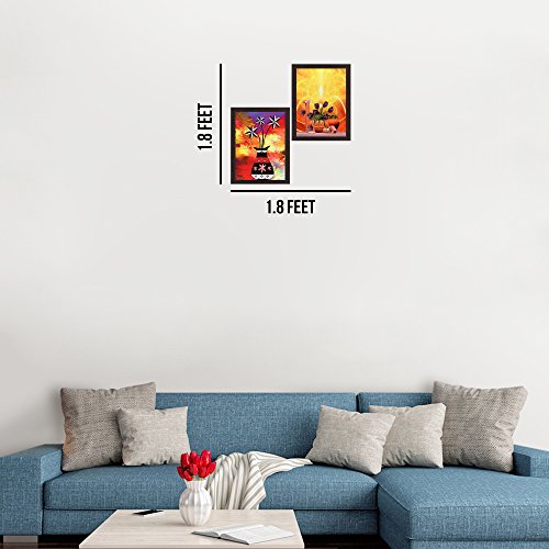Image of WENS MDF 'Floral Decor' Painting (28 x 35.5 cm, Multicolour, WSPC-7095)