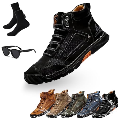 Saw Behind - Sawbehind Mens Boots Men's Comfortable Handmade Leather Boots Outdoor Hiking Shoes - Waterproof, Arch Support