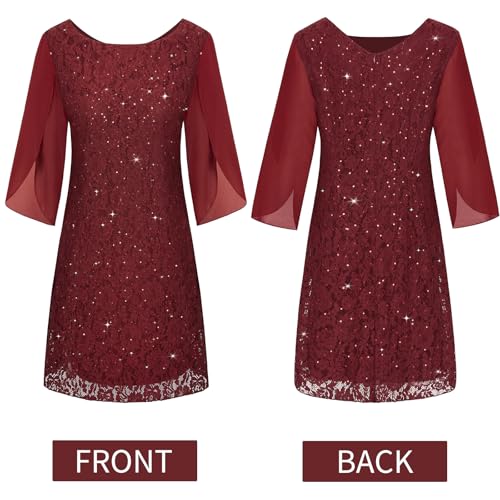 Image of COOAN Wedding Guest Cocktail & Formal Dresses for Women - Lace Sequin Dress