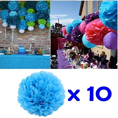 JZK 10 Blu Pom Pom Carta velina 25 cm Decorazioni
