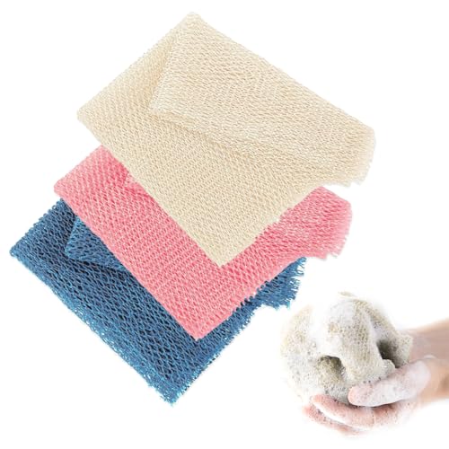 XURJUMI 3 Pièces Filet de Douche Africain,Éponge Filet Africain,Haute Elasticité Ceinture de African Net Sponge,Filet éponge Exfoliant en Nylon Multicolore,Pour Hommes Femmes,à la Maison Voyage