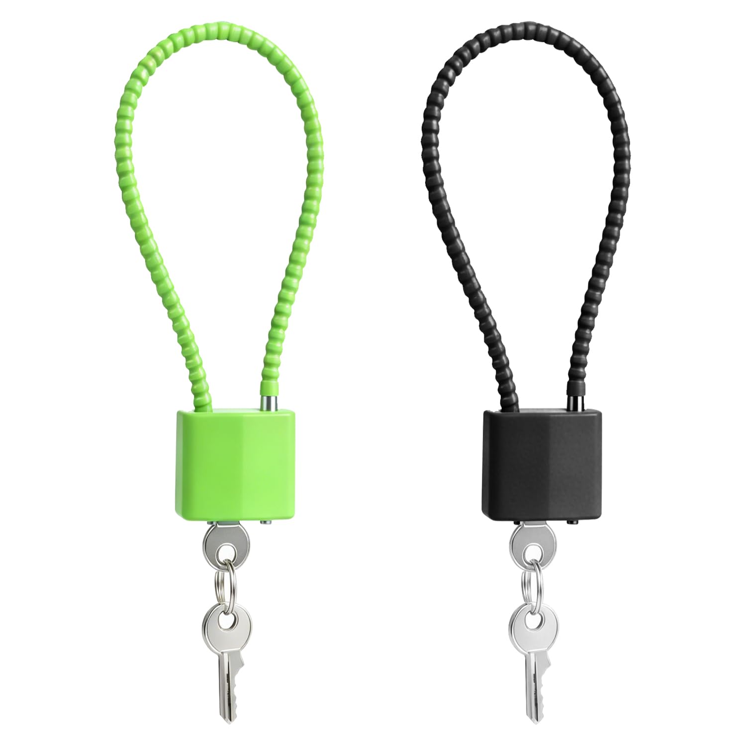 2 Pcs Steel Rope Padlocks with Keys Cable Padlock with Key 28mm Heavy Duty Long Shackle Padlocks Outdoor Gate Padlock with 3 Keys for Outdoor Indoor Wheelie Bin Bicycle Suitcase Gate Gym Locker Wire