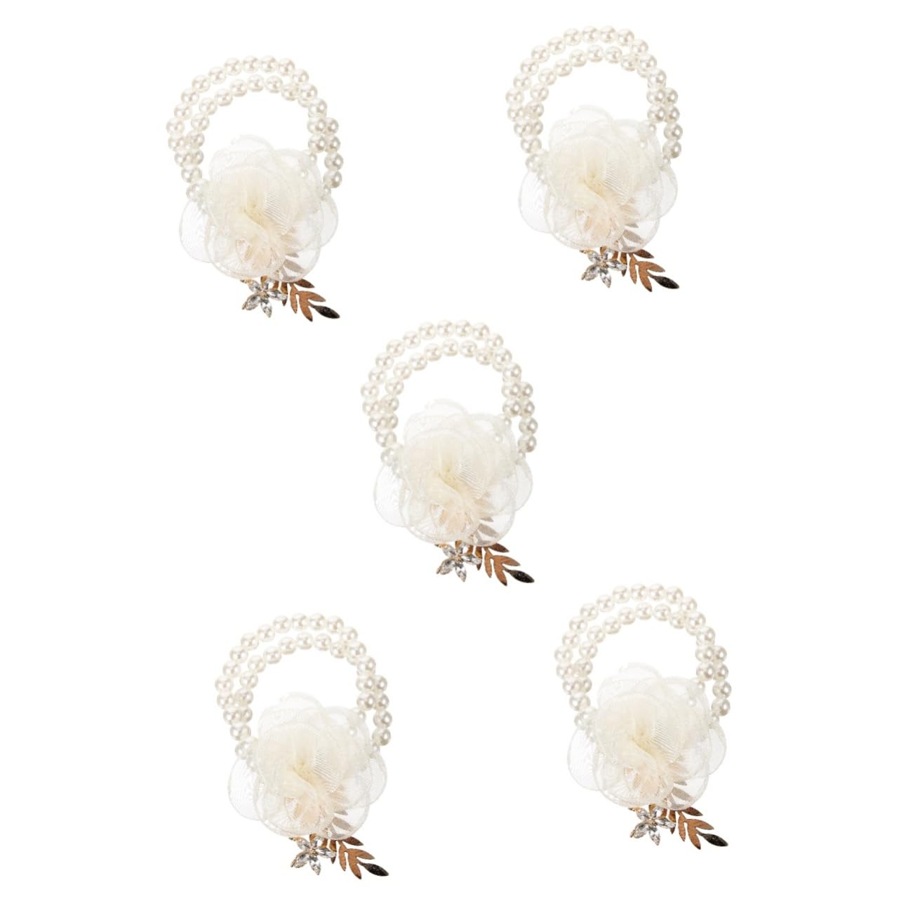 VANZACK Catena di Perle di Fiori da Polso Bracciale con Corpetto di Perle Fiore della Mano del Corpetto Corso da Polso Floreale Mano Corto Cinturini per Corpetto Bracciale Corsage plastica