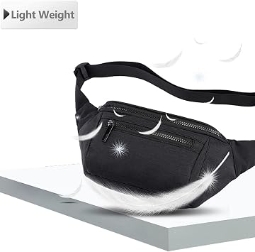 AIKENDO Fanny Pack for Men Women, Crossbody Waist Bag Pack Phone Bag | Belt Bag for Travel Walking Running Hiking Cycling, Adjustable Lightweight Hip Pack, Easy Carry Any Phone,Wallet (Black)