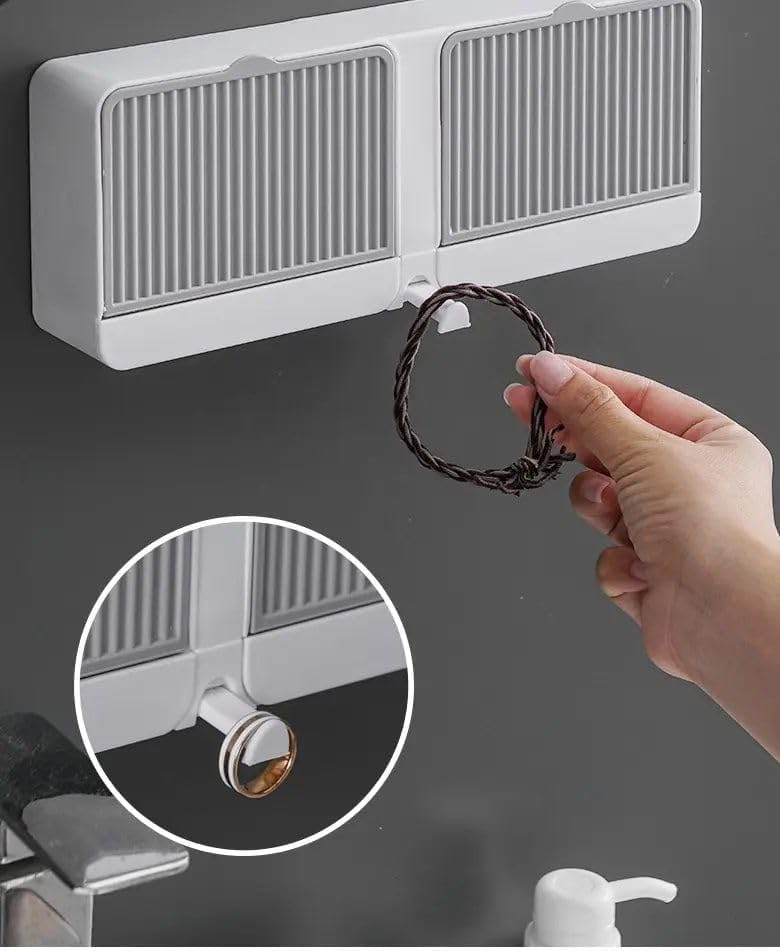 Image of SAHAJ Enterprise Plastic Creative Wall Mounted Double Bar Bathroom Soap Box Holder Soap Dish with Drainage Box Soap Box with Lid Single, Double Grid Soap Draining Rack (1, 2 Lid)