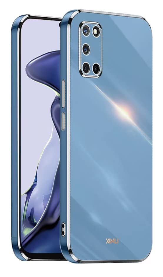 EASSGU [Telaio Elettrolitico Custodia per OPPO A52 / OPPO A72 / OPPO A92 (6.5' Inches) Cover Protettiva in Morbido Silicone TPU - Blu navy