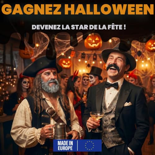 Mustaches Auto-Adhésives, Nouveauté, Réaliste, Fausse Les Sourcils, Sel et Poivre Couleur – vue 2