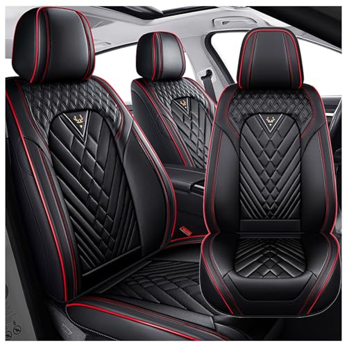 Image of GMC Seat Covers Custom Fit for GMC 2000-2026, Waterproof Nappa Leather Car Seat Cover, Comfortable and Anti-Slip Front Seat Covers(2 Seats /Black Red)