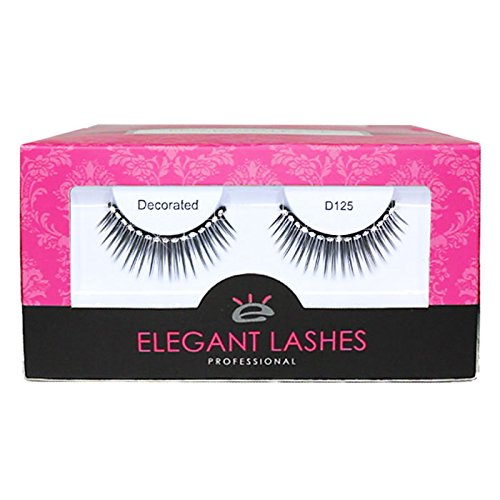 Elegant Lashes D125 (Pro Dozen Pack - 12 Pares) Pestañas postizas voluminizadoras y alargadoras