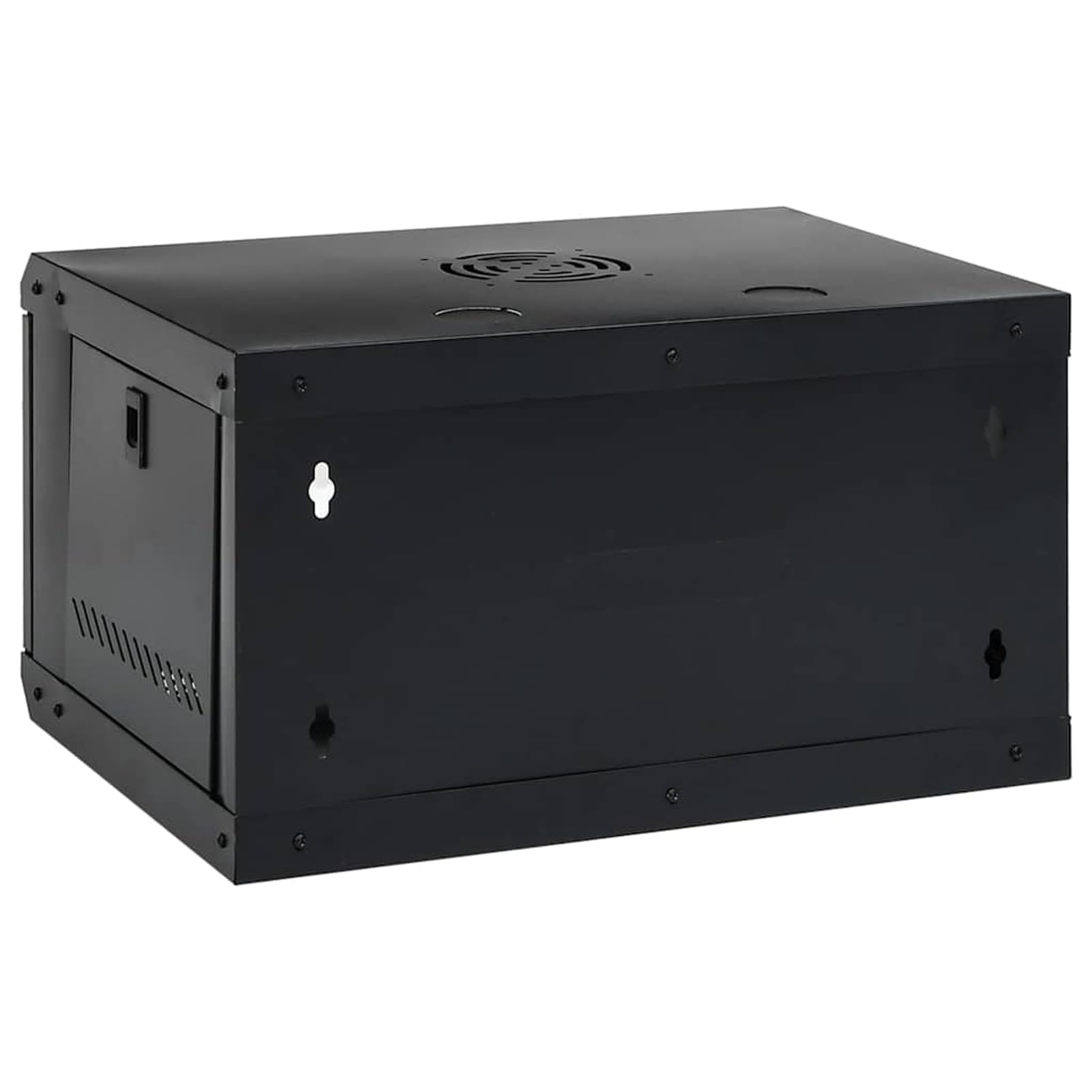 Armadio di rete in acciaio nero, 53 x 45 x 30 cm, con vetro di sicurezza monolastra – per componenti di rete in ufficio e appartamento