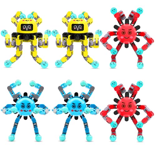 Transformable Fidget Spinner Toys for Kids and Adults,6 PCS Finger Sensory Toy for Teens with Autism ADHD Anxiety Relief,Birthdays Gifts Party Favors for Boys Girl Travel Stocking Stuffers