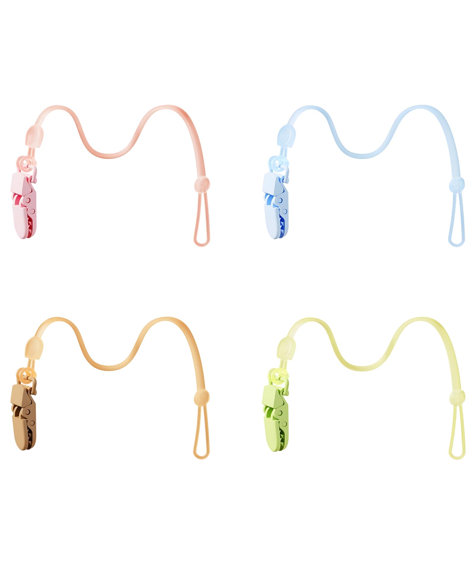 4Pcs Pacifier Holder Chain for Kid, Pacifier Clip with Attachment, Durable and Lightweight Design for Strollers and Car Seats, Gift Pacifier Chain Set in 4 Colors-image-42