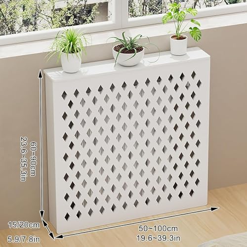 Mueble cubreradiador blanco para salones modernos con rejilla 3
