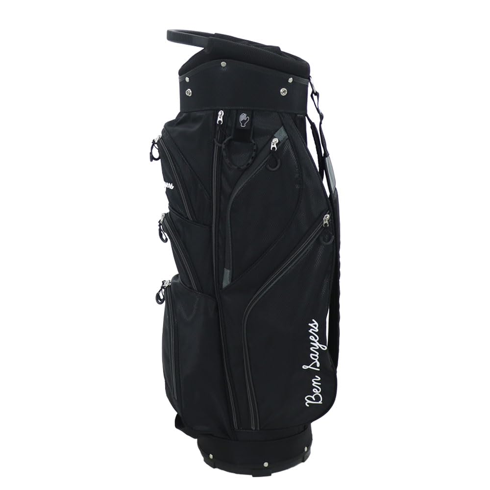 Ben Sayers DLX Deluxe - Bolsa para Carrito de Golf para Hombre, Ligera con Correa de Transporte, separadores de Palos de Longitud Completa de 14 vías y Bolsillos Resistentes al Agua