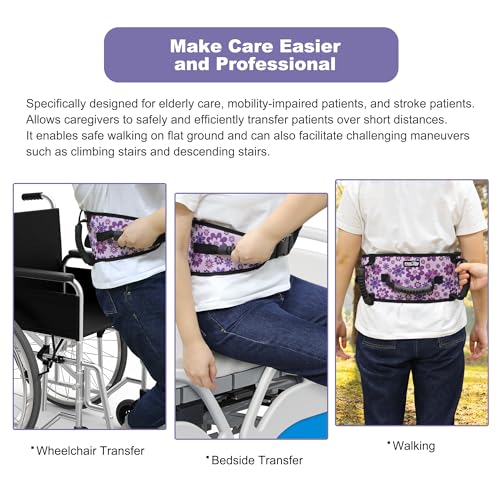 MDSTOP Gait Belt Transfer Belt for Seniors, Anti-Slip Gate Belt for Elderly Lifting with Quick Release Buckle, Medical Belt for Lifting Patients, for Handicap, Physical Therapy, Elderly (Purple) - Image 4