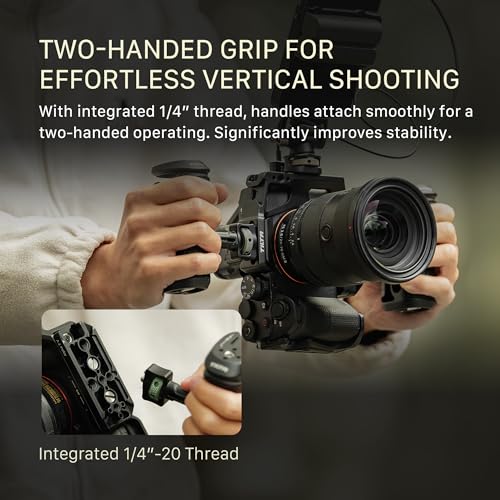 Image of Tilta Camera Cage Pro Kit for Alpha 7V, A7V, A7IV, A7R V | Xeno Top Handle | Adjustable Side Handle | HDMI Cable Clamp | Arca-Swiss Baseplate | 15mm LWS Rod Support | 1 /4 inch-20 & 3 /8 inch-16 Mount | Black