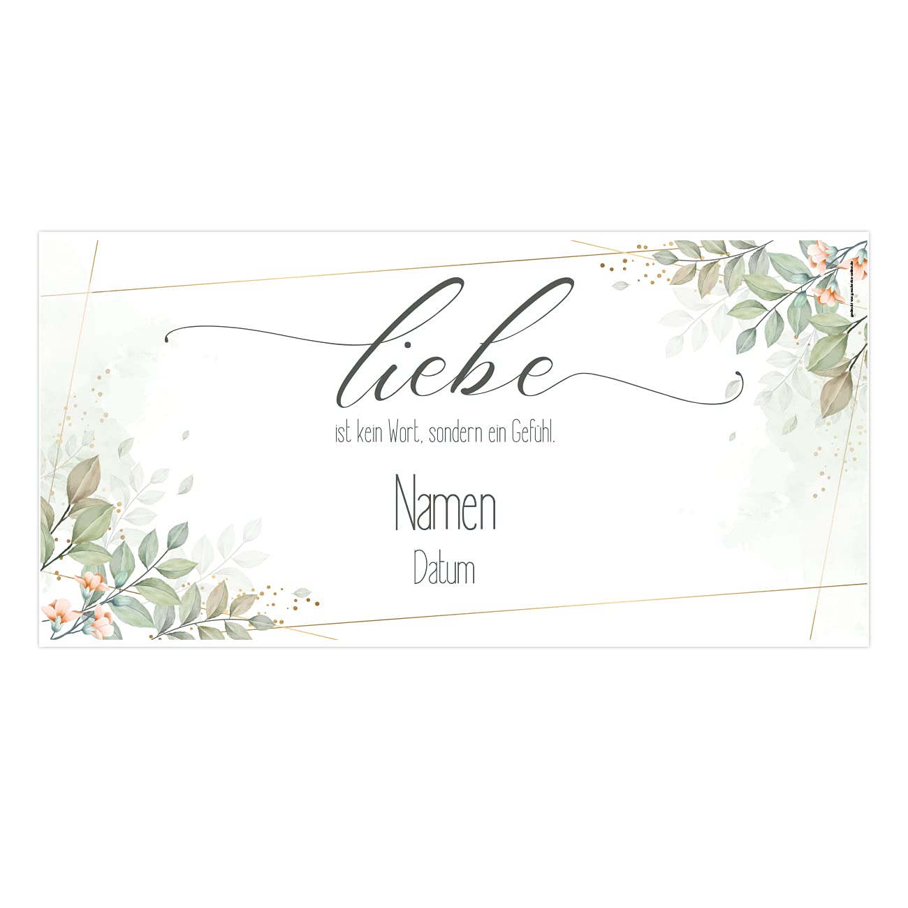 Herz & Heim® Hochzeitsbanner mit Namen und Datum "Liebe ist kein Wort, sondern ein Gefühl" Kunststoff