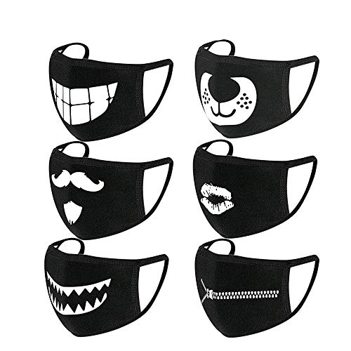 6 PC Sun UV Protection Face Neck Gaiter Windproof Sharp Teeth Print Scarf Sunscreen Breathable Bandana Balaclava for Sport&Outdoor (H)