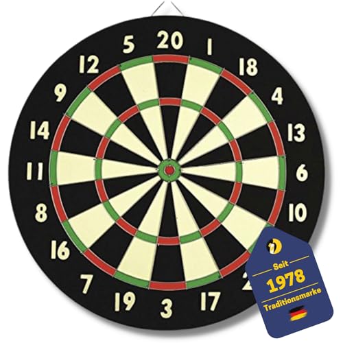 BEST SPORTING Steel-Dartscheibe papiergewickelt & zweiseitig I inkl. 6 Steeldart-Pfeile aus Messing I Dartscheibe Steeldart mit 46 cm Durchmesser I integrierte Aufhängung I Dart-Set