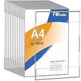 FMhotu Acryl Schilderhalter 12 Pack A4 Transparenter C Form Ständer, Tischschildhalter, Kunststoff Foto Bilderrahmen, Flyer Display für Empfang, Büro, Geschäft, Restaurant, Hotel