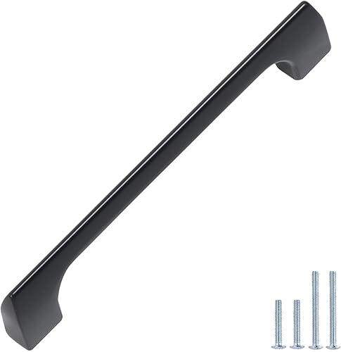 Miniatura 1 de monti hardware 1 paquete de 1 unidad de agujero central de 10 pulgadas de color negro plano  Manijas de metal sólido para gabinetes de baño y