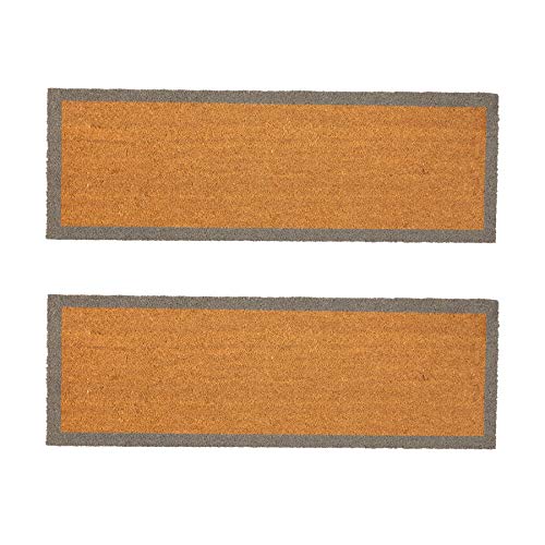 Nicola Spring Double Porte Coir Tapis - 120 x 40 cm - Gris Border - Lot de 2