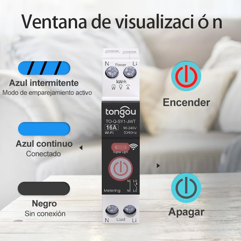 Wiring diagram for the TONGOU Smart WiFi Switch, showing connections for Live (L) and Neutral (N) for both power input and load output.