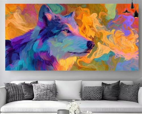 Broderie Gem Art Loup Grand Format anti stress adulte 60x120