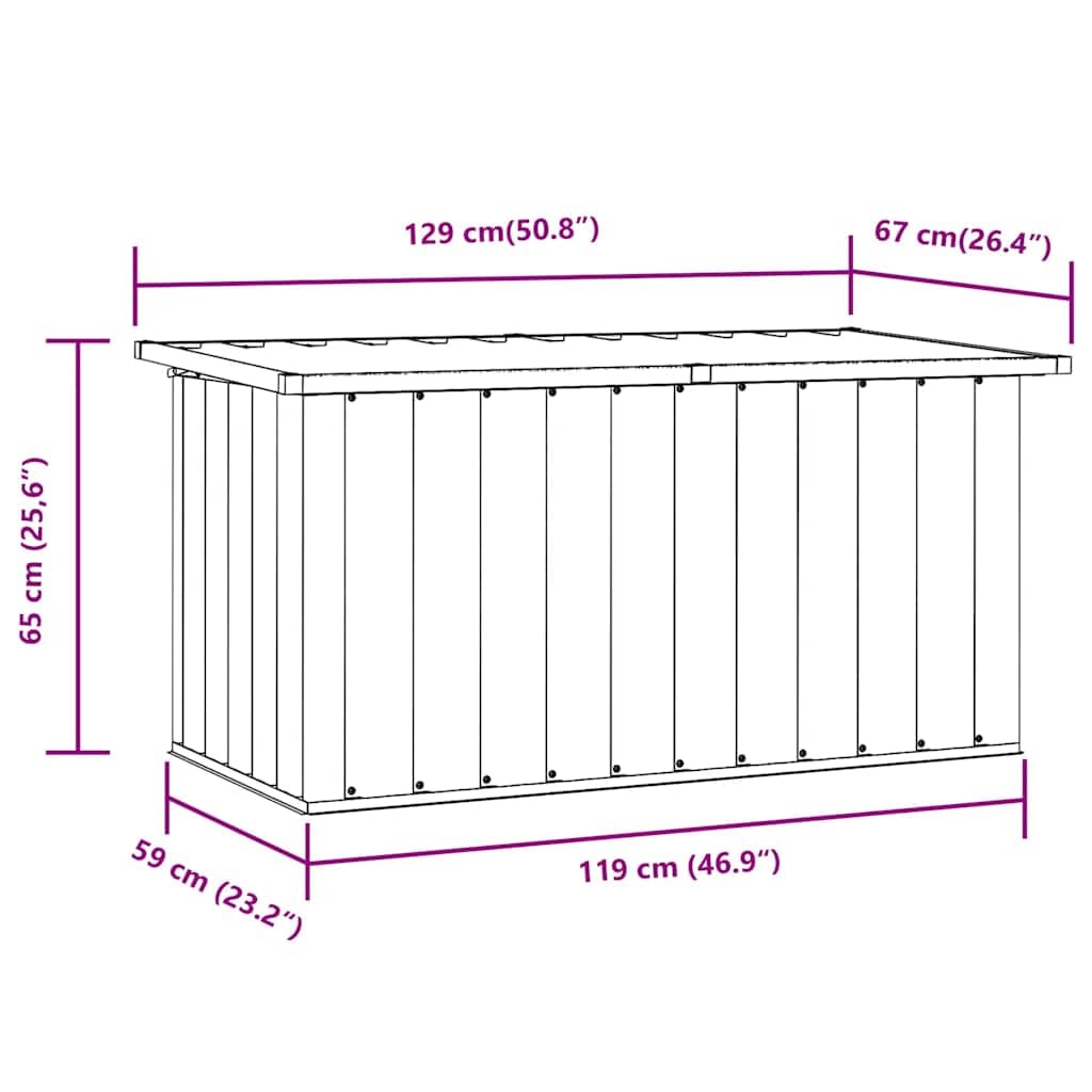 Contenitore da giardino verde in acciaio zincato con 0,38 m³ di capienza, 129 x 67 x 65 cm, impermeabile, con coperchio ribaltabile e facile montaggio, per balcone/terrazza