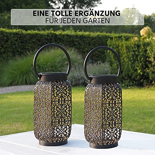 Gadgy Orientalische Laterne | 2 Stück | Solar Gartendeko für Außen | Led Solarlampe | Schwarz & Gold Metall… – Bild 7