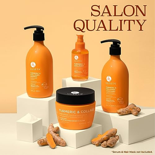 Image of Luseta Volumizing Shampoo and Conditioner Set for Thin Fine Hair - Thickening & Plumping with Turmeric & Collagen, Lightweight Body Building for Flat Limp Hair, Sulfate-Free (2 x 16.9oz)